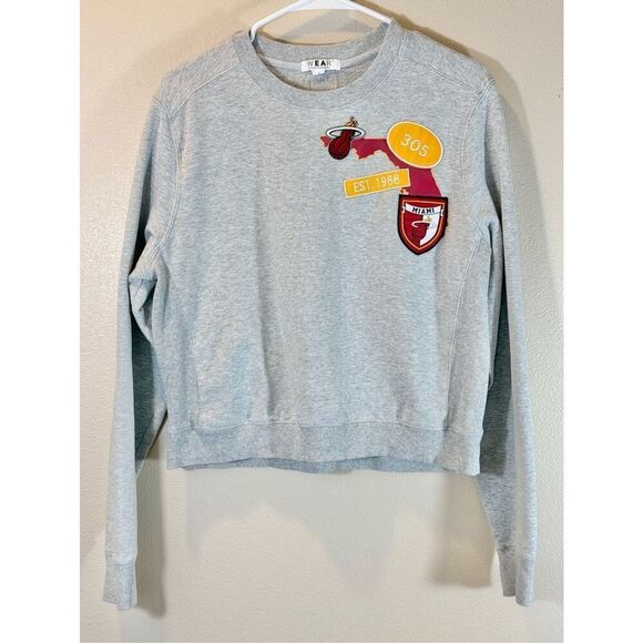 WEAR by Erin Andrews Miami Heat Patched Pullover Sweatshirt Hoodie Women's Large - Picture 2 of 12